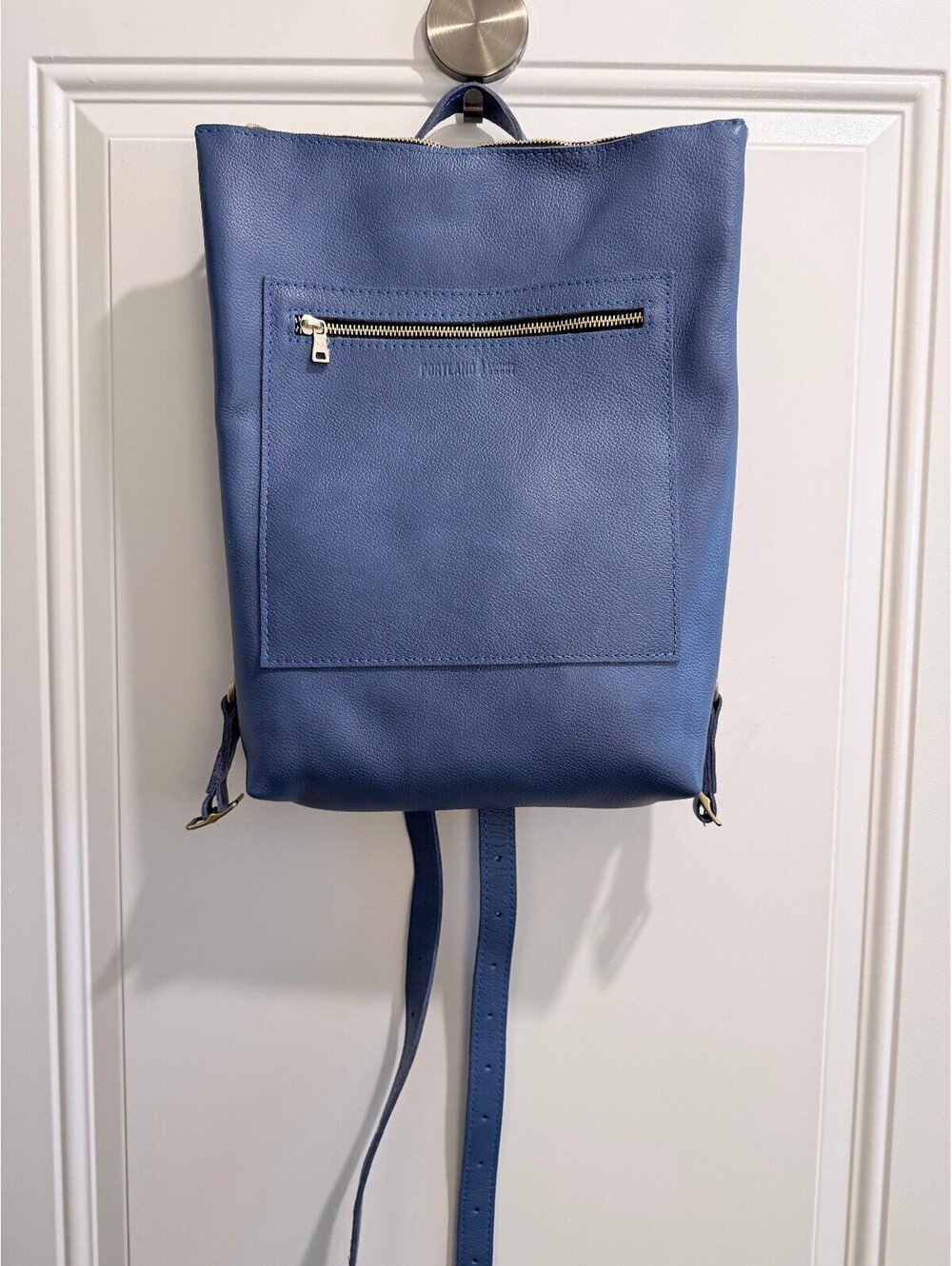Portland Leather Pebbled Indigo Blue Backpack Laptop NWOT